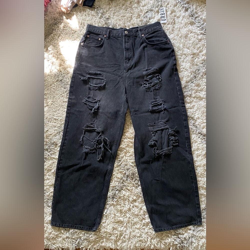 Urban Outfitters BDG Ripped Baggy High-Rise Black Size 34
